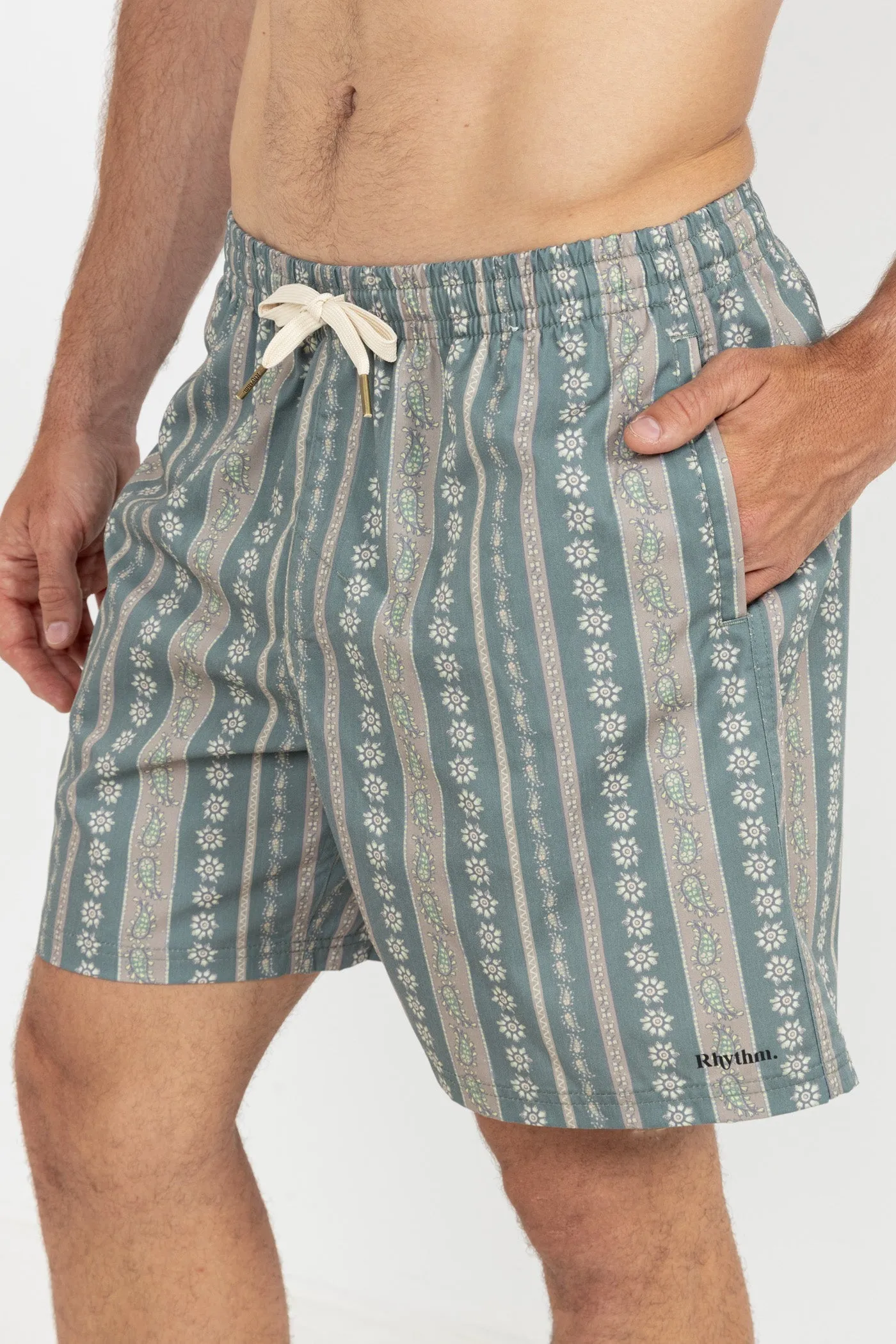Paisley Stripe Beach Short Olive sold by Rhythm. product image thumbnail 3