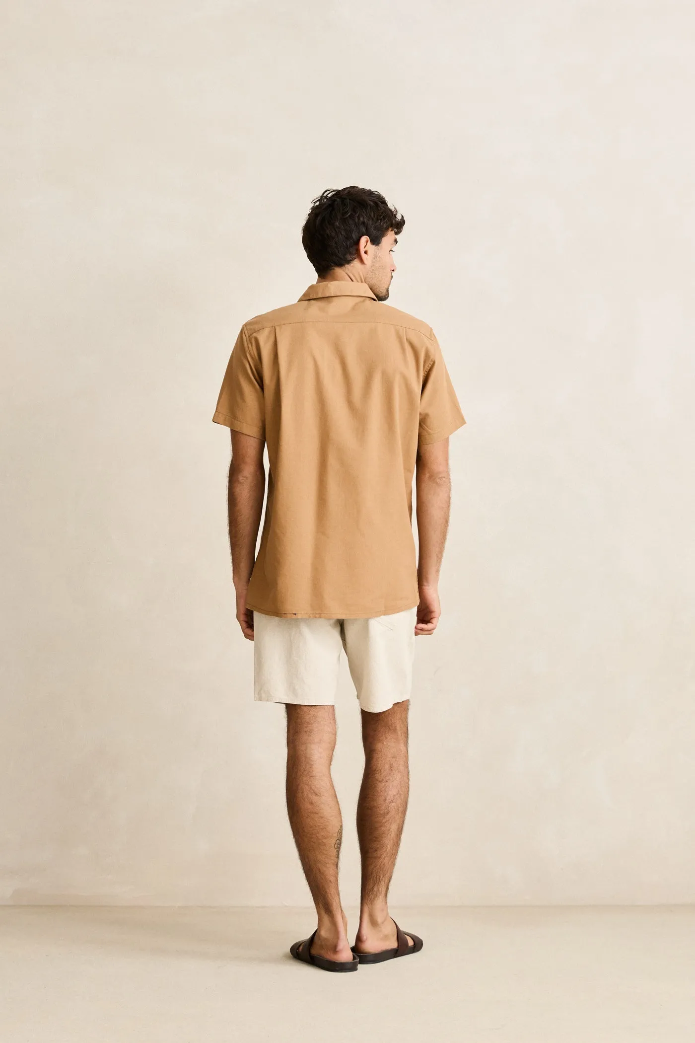 Classic Linen Ss Shirt Ochre sold by Rhythm. product image thumbnail 5