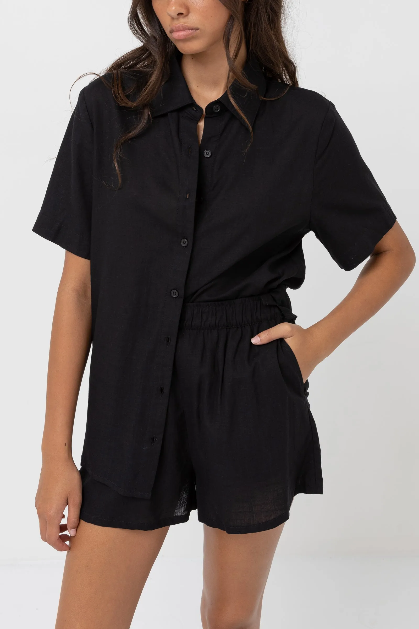 Classic Lounge Shirt Black sold by Rhythm. product image thumbnail 2