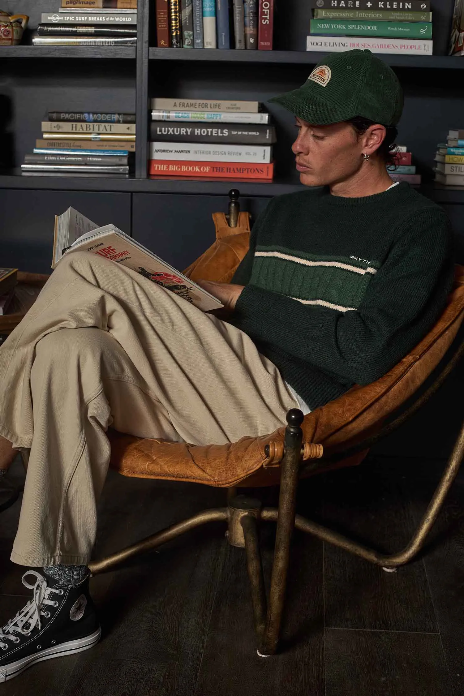 Mohair Stripe Knit Dark Green sold by Rhythm. product image thumbnail 3