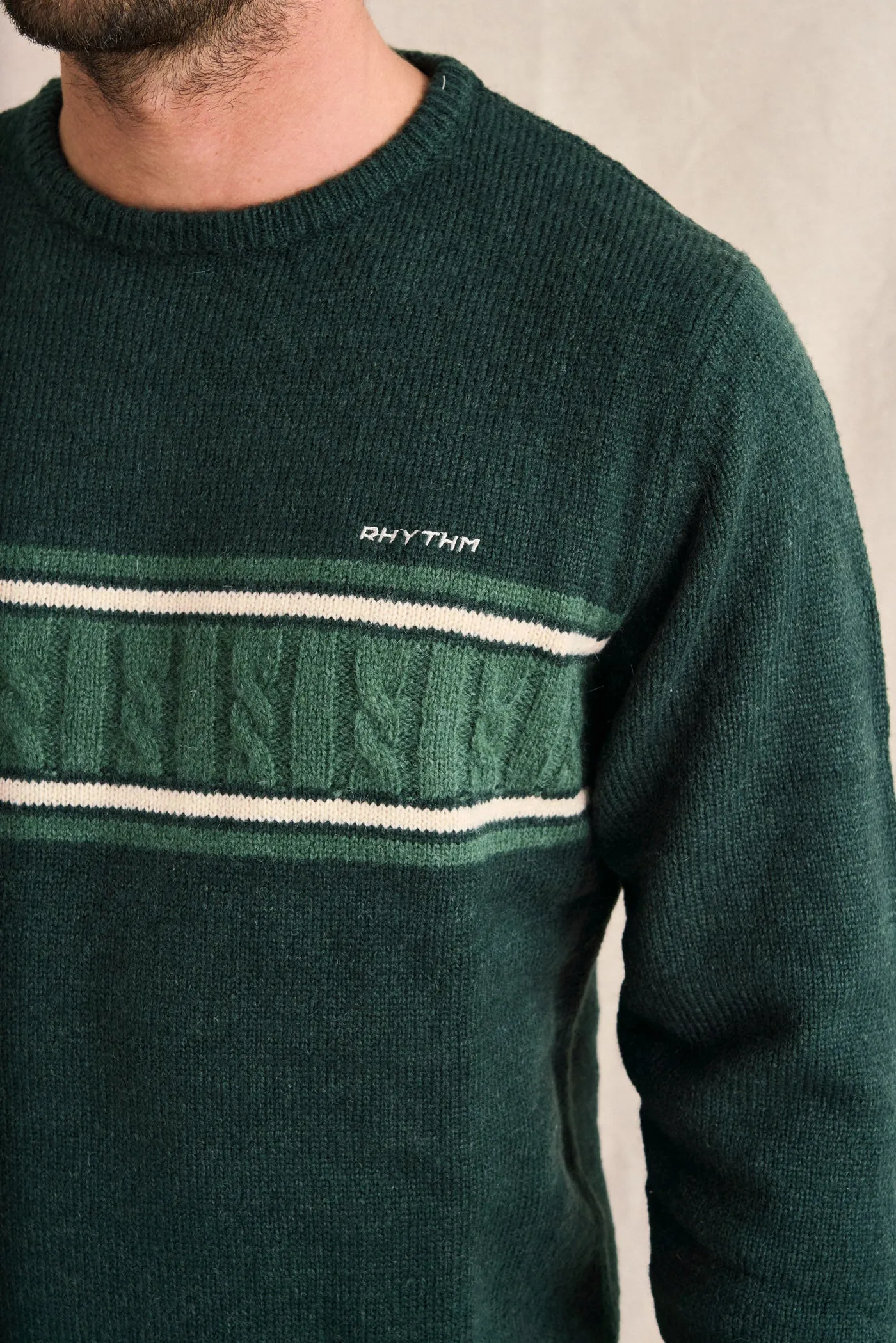 Mohair Stripe Knit Dark Green sold by Rhythm. product image thumbnail 5