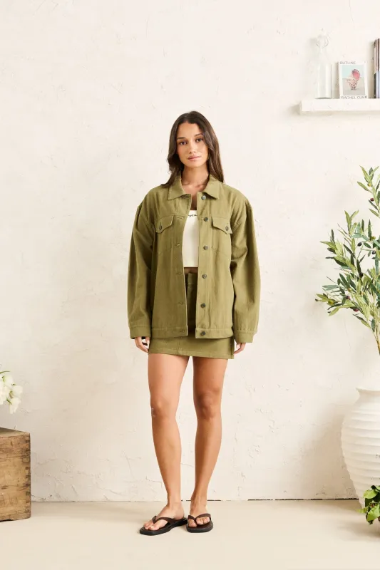 Essential Oversized Jacket Olive sold by Rhythm.