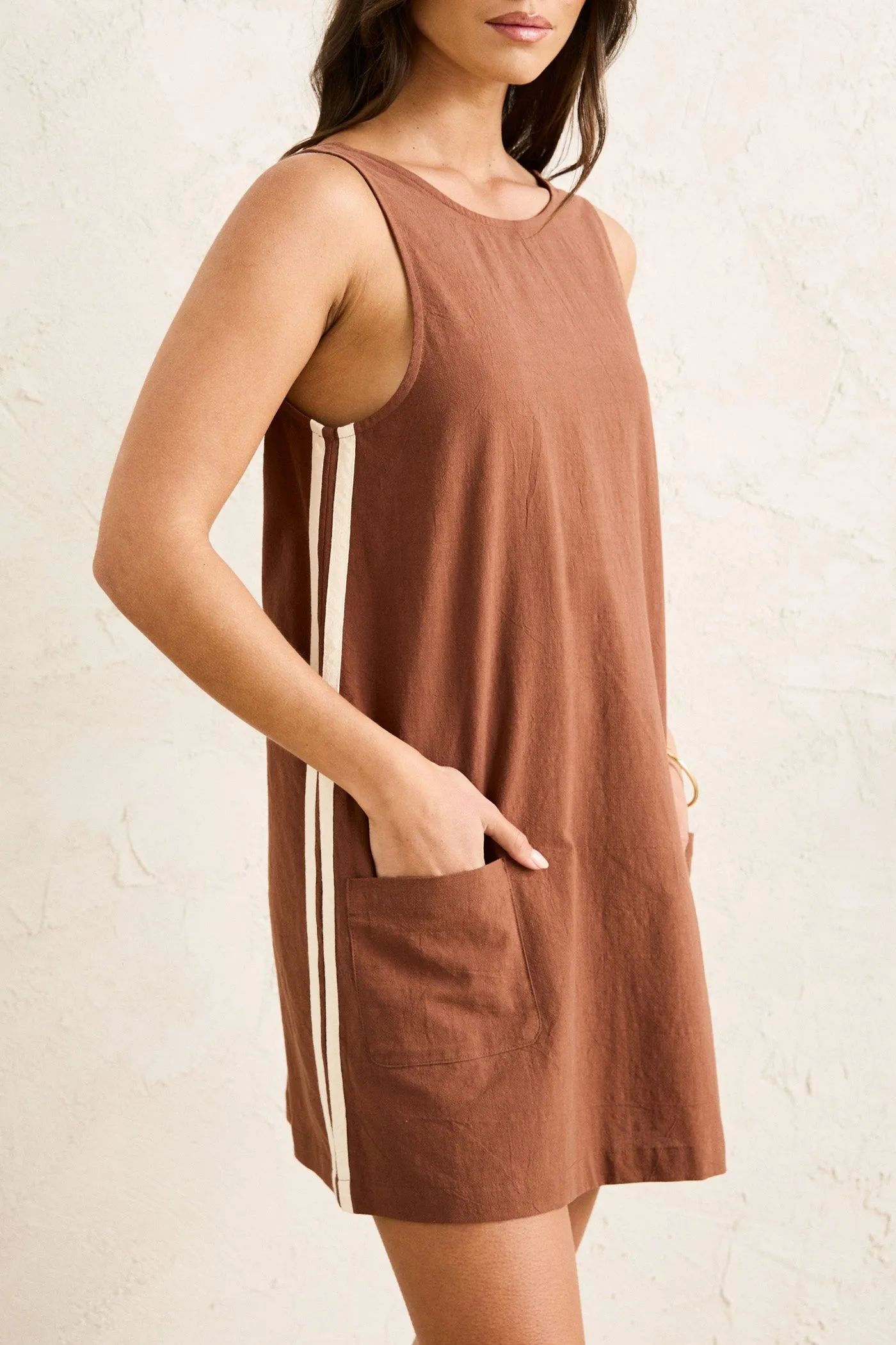 Hanalei Mini Dress Brown sold by Rhythm. product image thumbnail 3