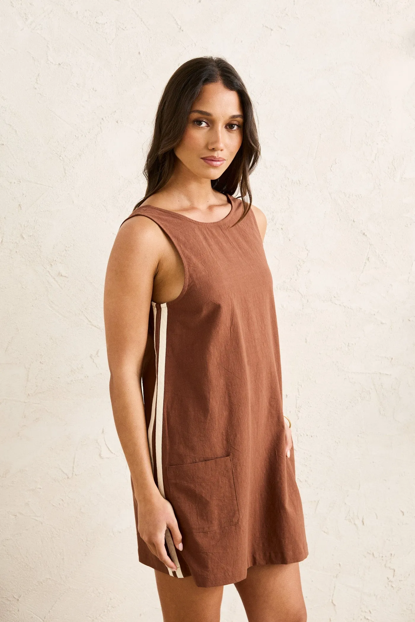 Hanalei Mini Dress Brown sold by Rhythm. product image thumbnail 2