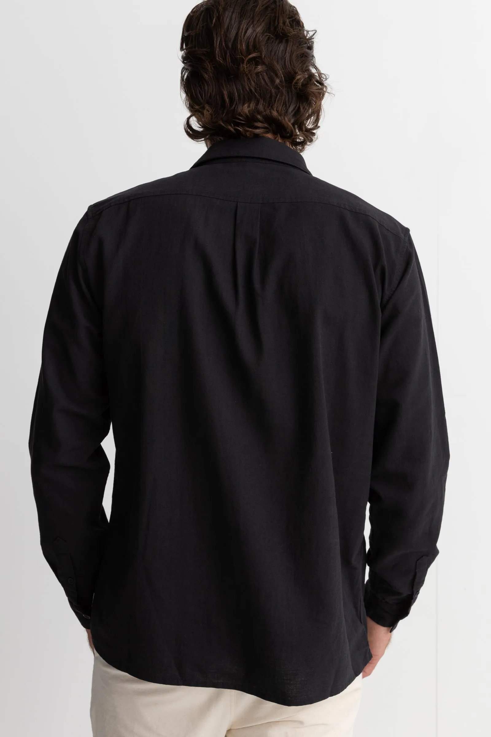 Classic Linen Ls Shirt Vintage Black sold by Rhythm. product image thumbnail 4