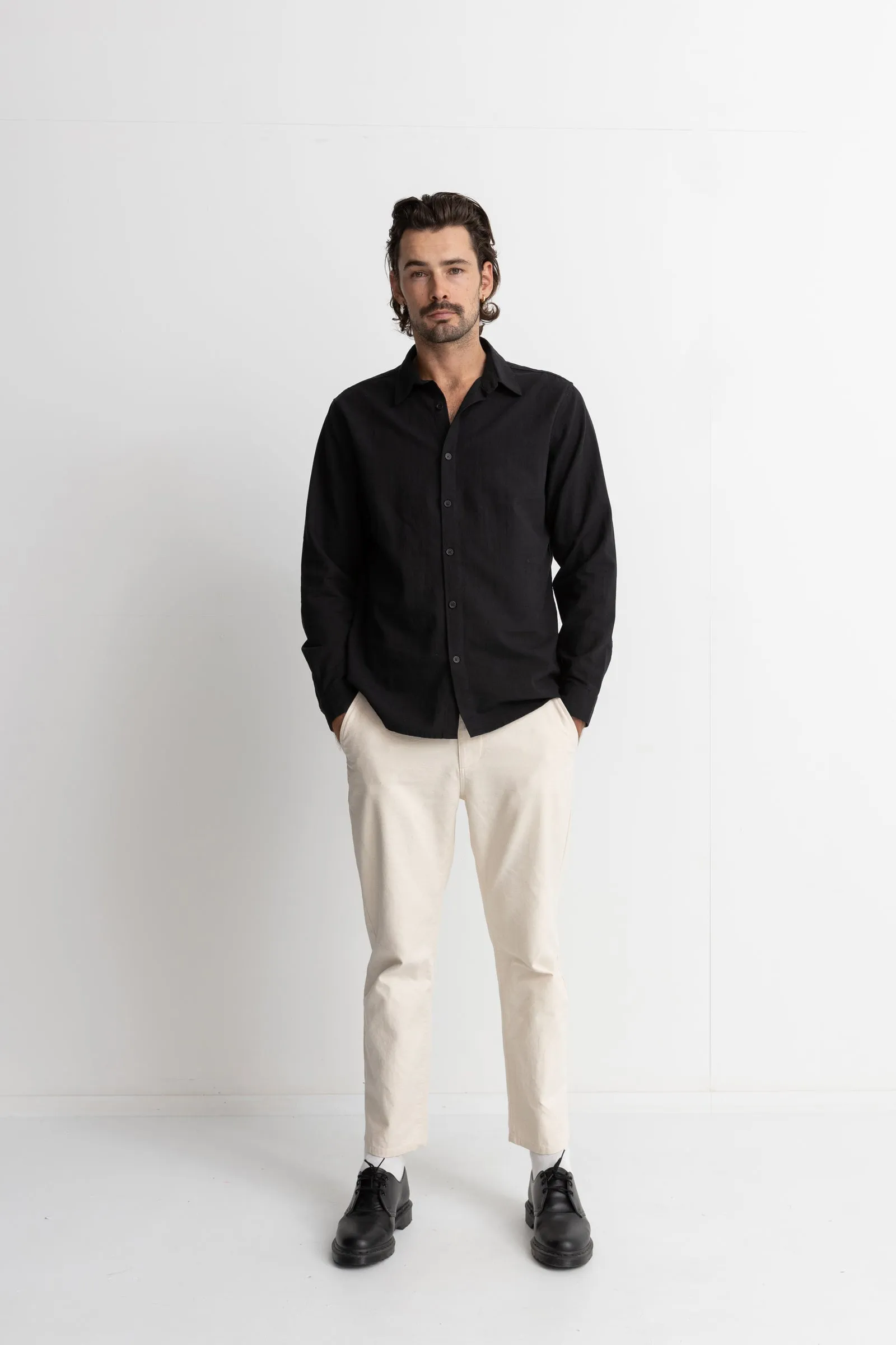 Classic Linen Ls Shirt Vintage Black sold by Rhythm. product image thumbnail 5