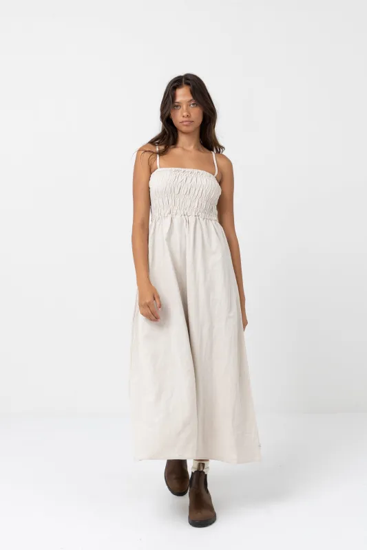 Classic Shirred Midi Dress Oat sold by Rhythm.