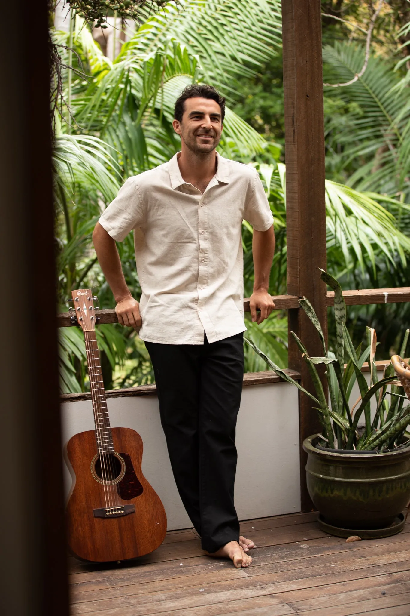 Classic Linen Ss Shirt Sand sold by Rhythm. product image thumbnail 3