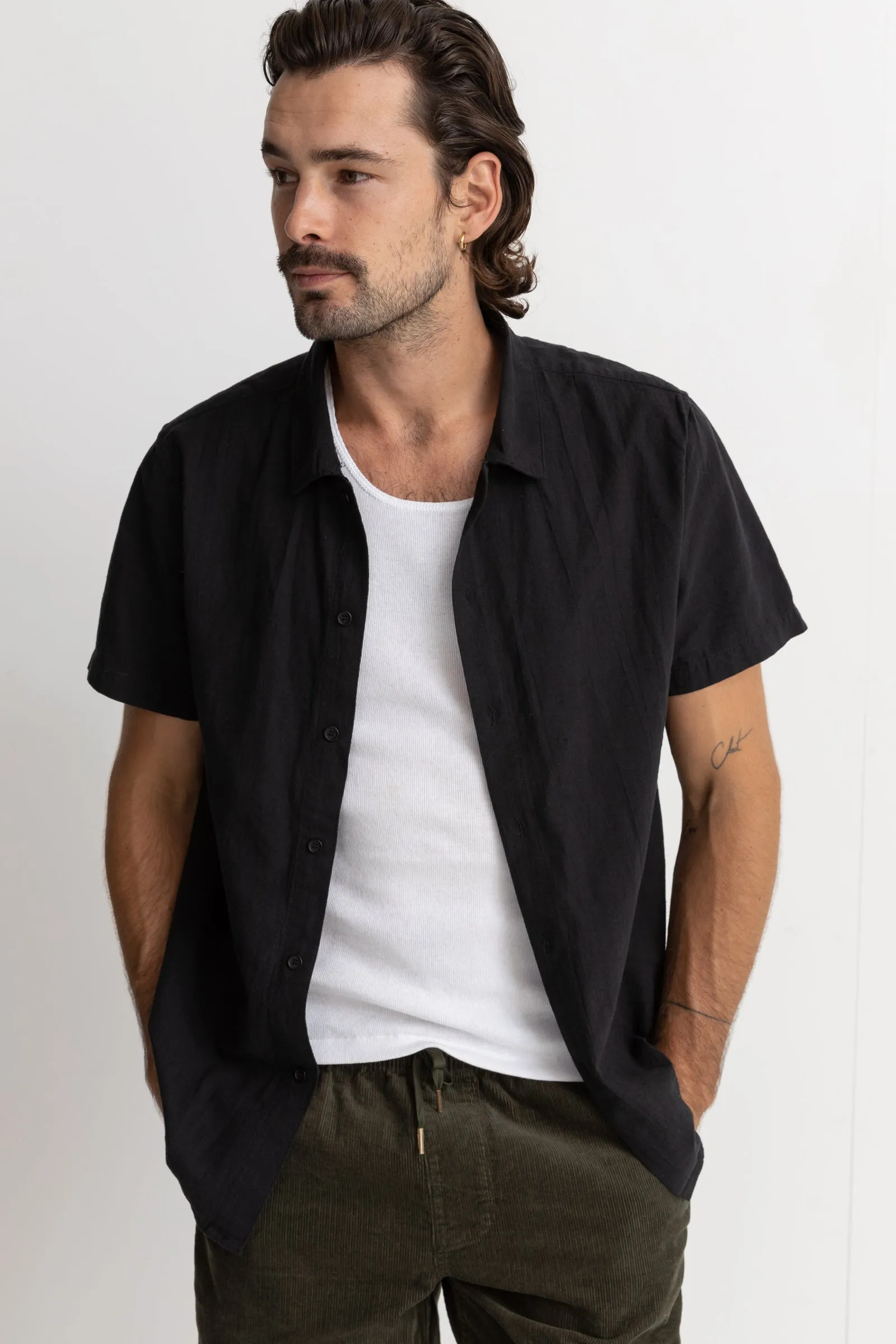 Classic Linen Ss Shirt Vintage Black sold by Rhythm. product image thumbnail 2