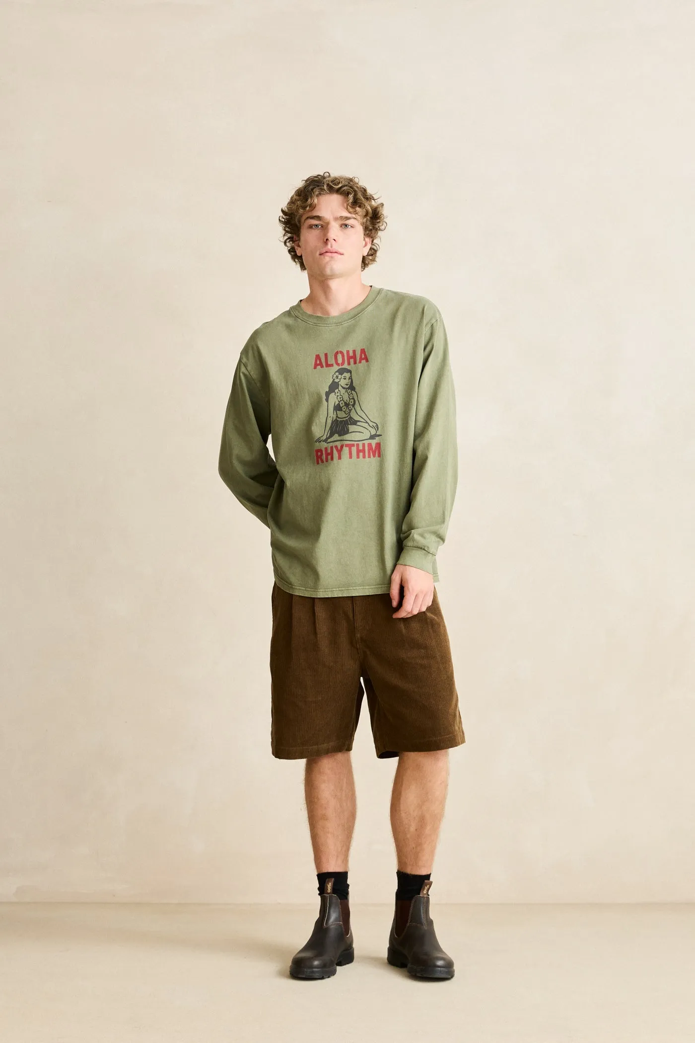 Aloha Rhythm Vintage Ls T-Shirt Olive sold by Rhythm. product image thumbnail 5