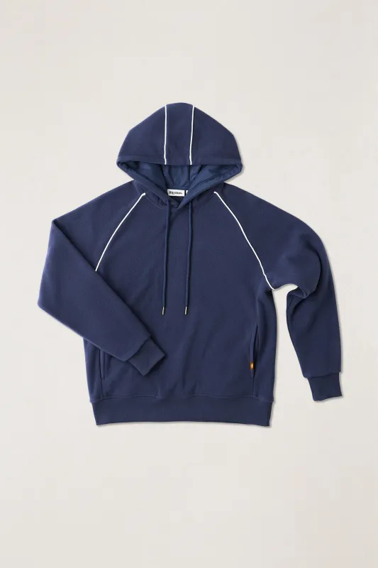 Pipe Polar Fleece Hood Navy made by Rhythm.