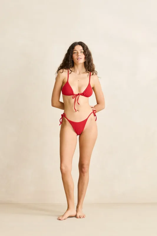 Cheri Textured Tie Side Hi Cut Pant Cherry sold by Rhythm.