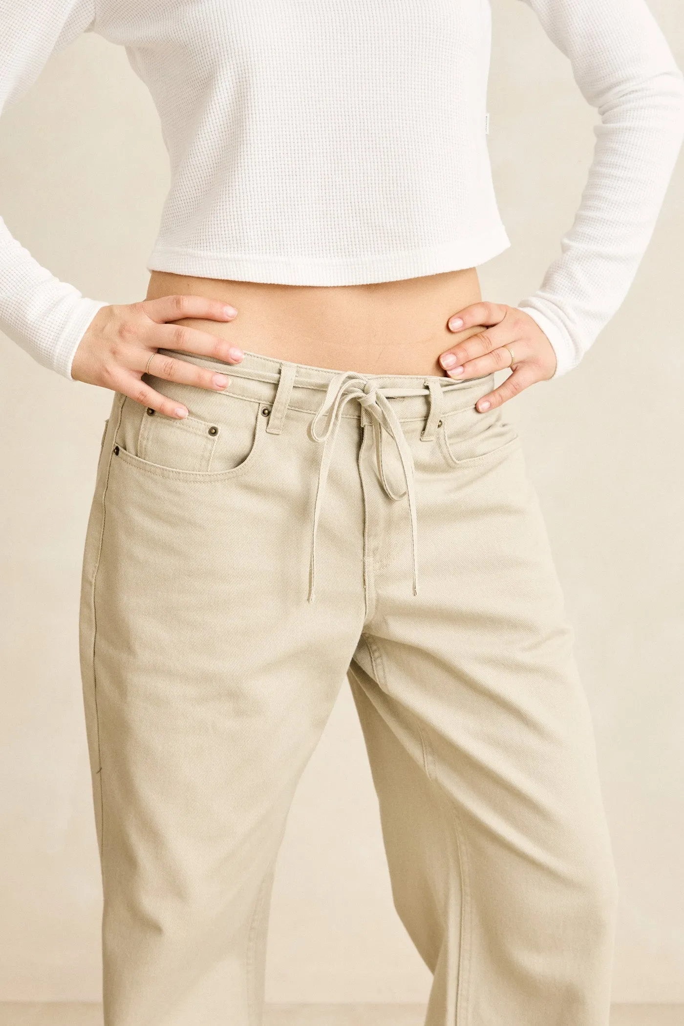Charlie Low-Rise Pant Natural sold by Rhythm. product image thumbnail 3