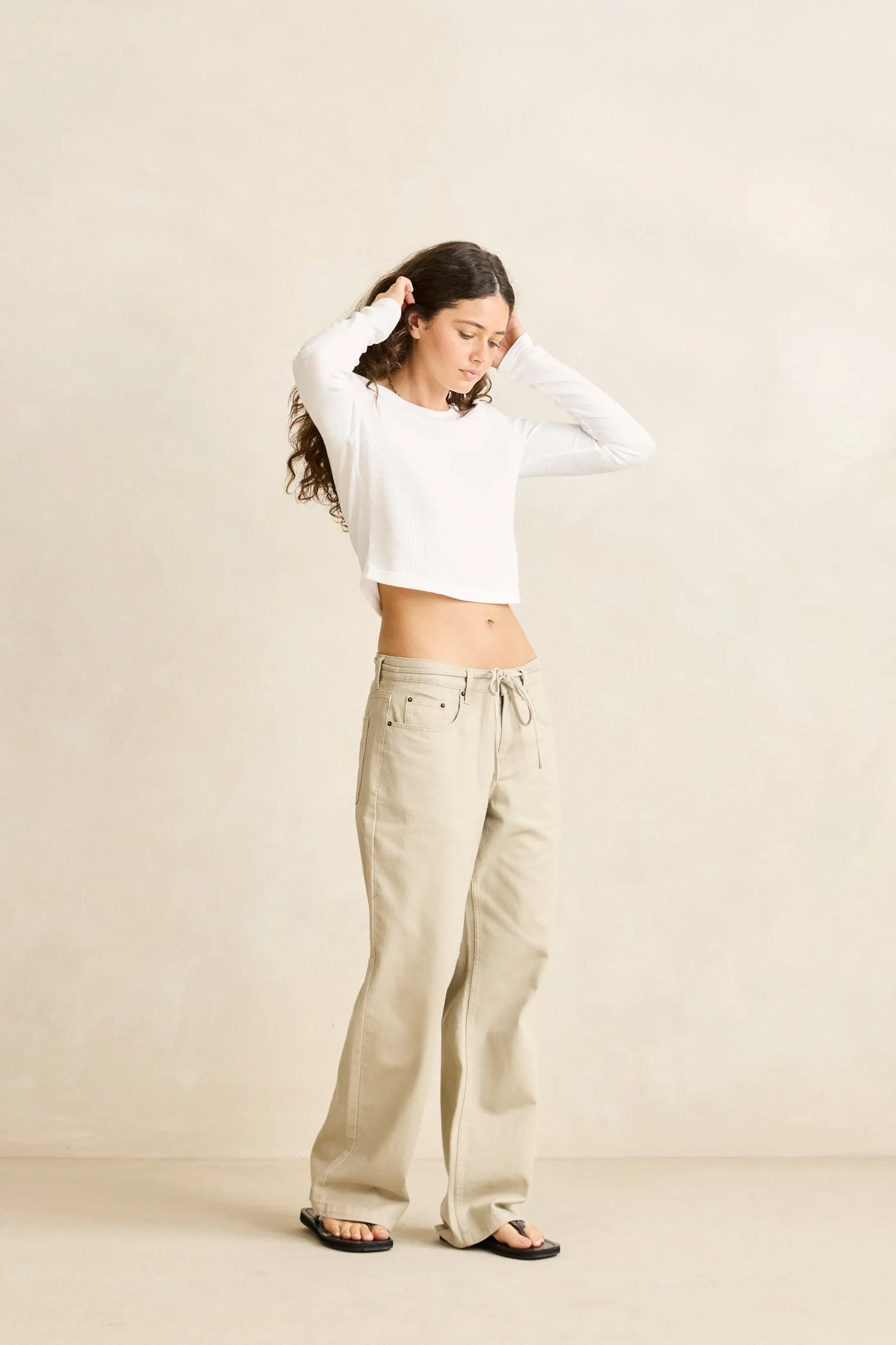 Charlie Low-Rise Pant Natural sold by Rhythm. product image thumbnail 4