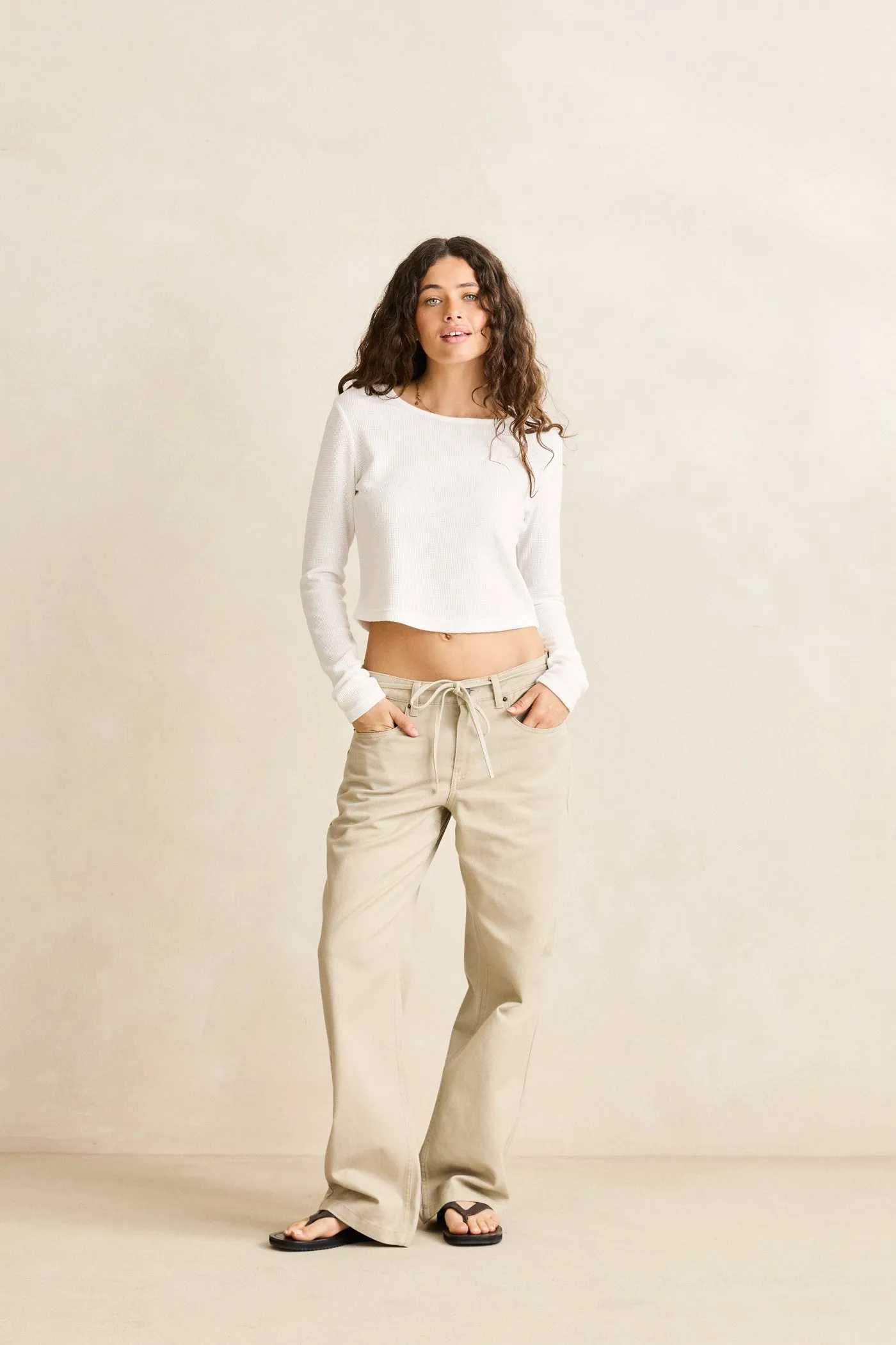 Charlie Low-Rise Pant Natural sold by Rhythm. product image thumbnail 5