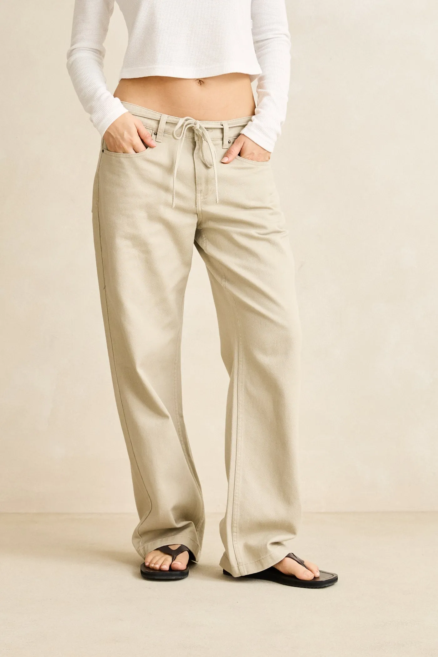 Charlie Low-Rise Pant Natural sold by Rhythm. product image thumbnail 2