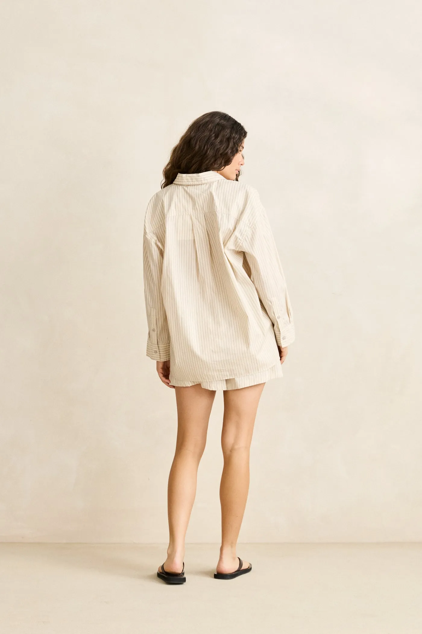 Cove Stripe Oversized Ls Beach Shirt Oat sold by Rhythm. product image thumbnail 4