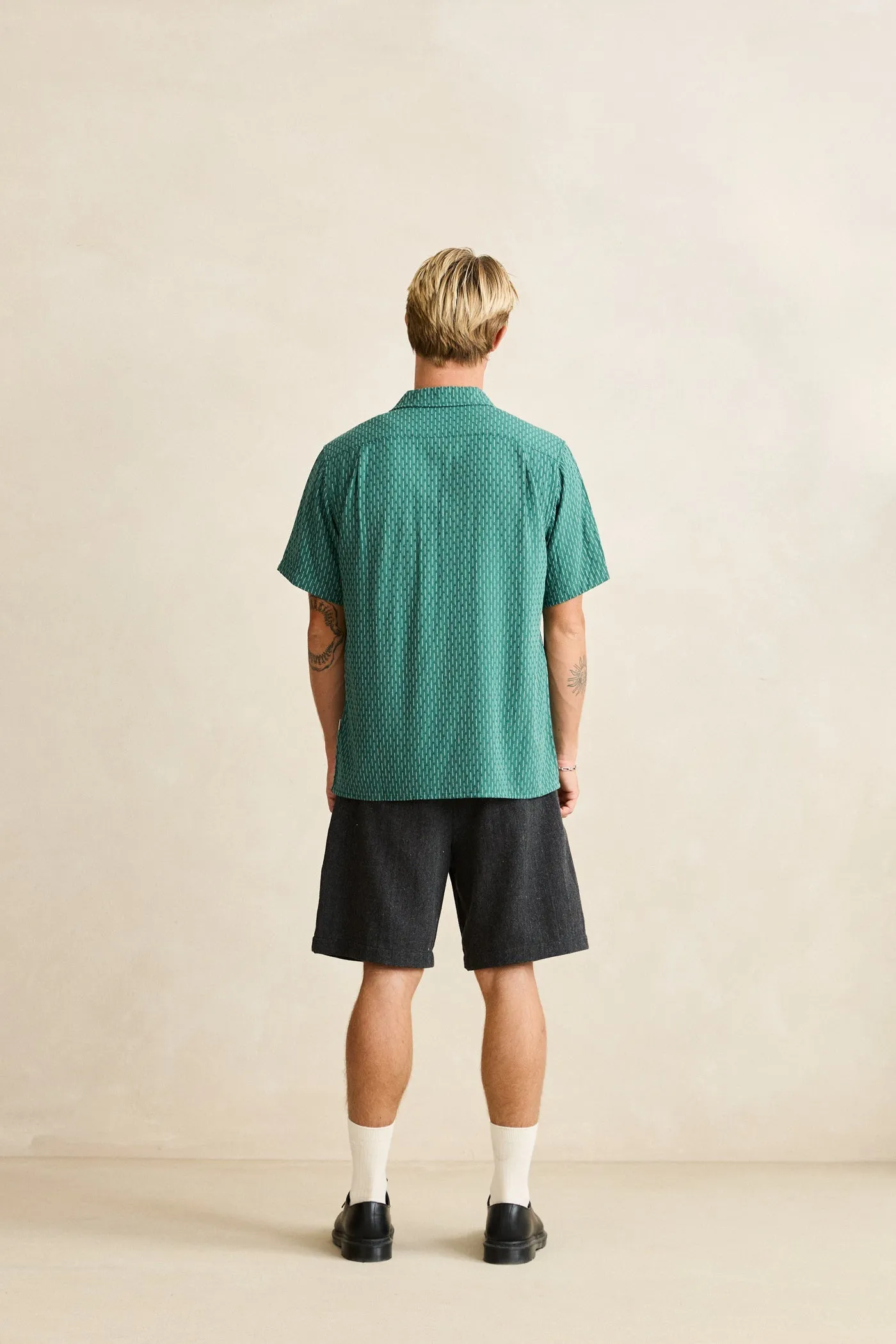 Linen Float Stitch Ss Shirt Pine sold by Rhythm. product image thumbnail 5