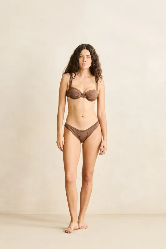 Bonsai Rib Hi Cut Pant  Chocolate sold by Rhythm.