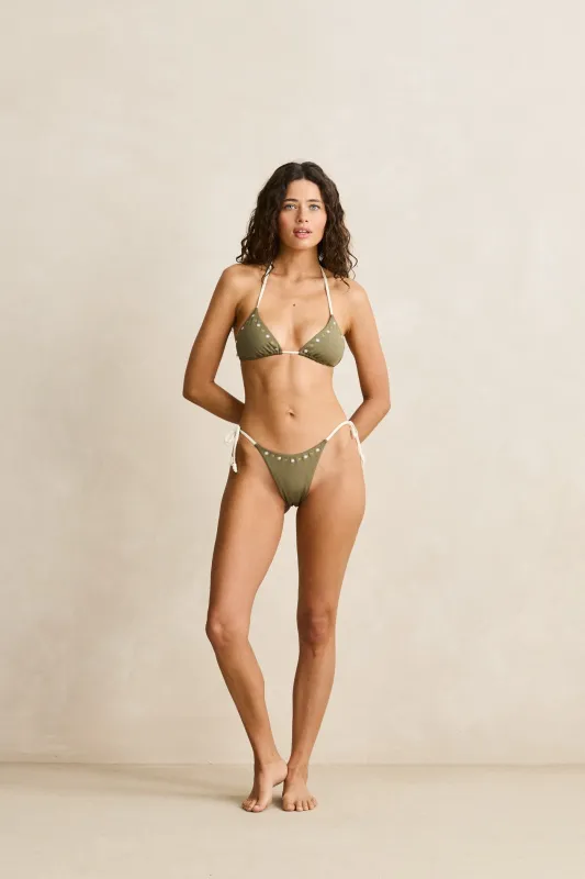 Posy Tie Side Hi Cut Pant Olive sold by Rhythm.