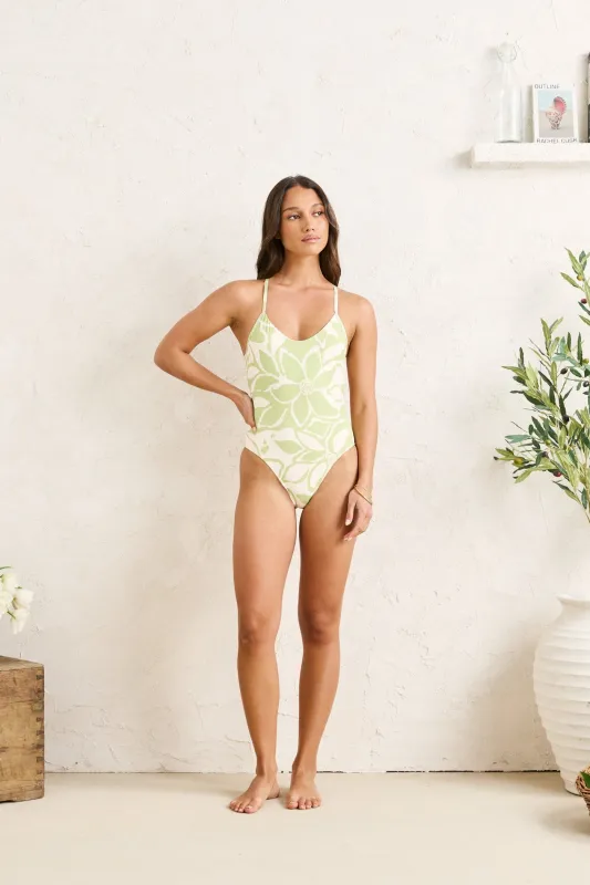 Poppy Floral Cross Back One Piece Apple sold by Rhythm.