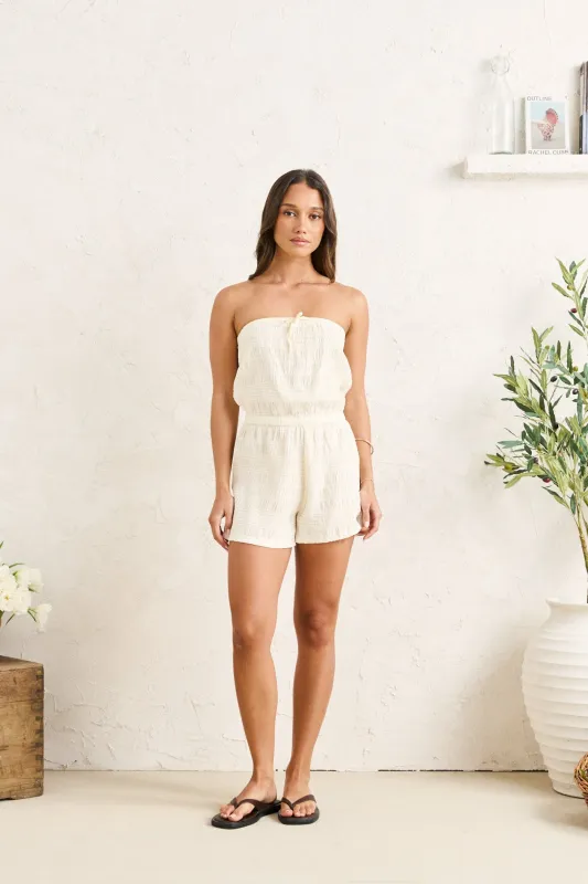 Sandy Cove Playsuit Cream sold by Rhythm.
