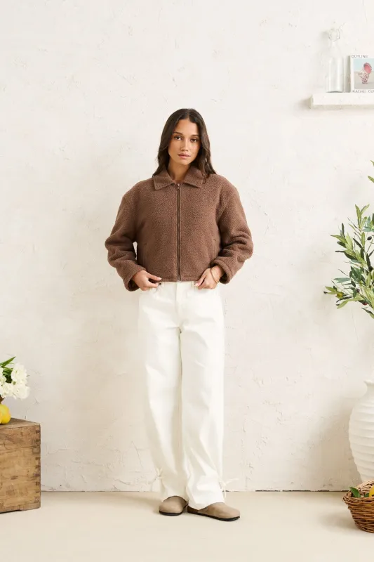 Sherpa Jacket Brown made by Rhythm.