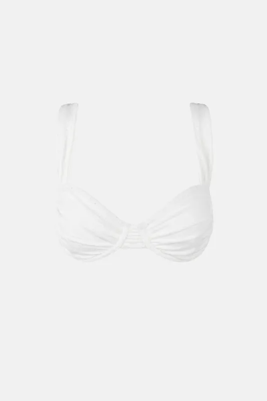 Broderie Underwire Bralette Top Off White sold by Rhythm.