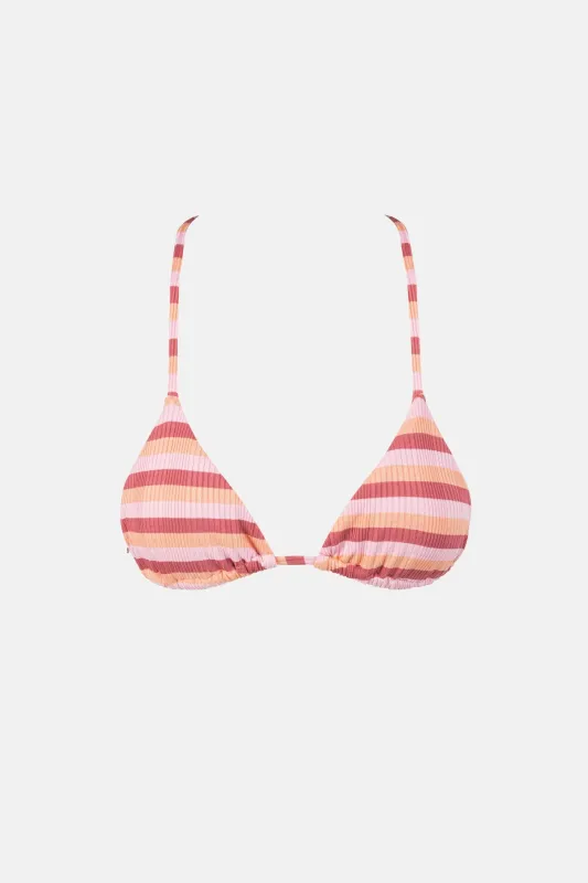 Ibiza Stripe Rib Slide Tri Top Pink sold by Rhythm.
