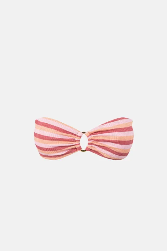 Ibiza Stripe Rib Bandeau Top Pink sold by Rhythm.