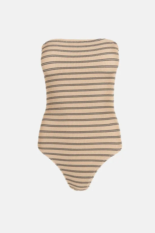 Sol Stripe Strapless One Piece Black sold by Rhythm.