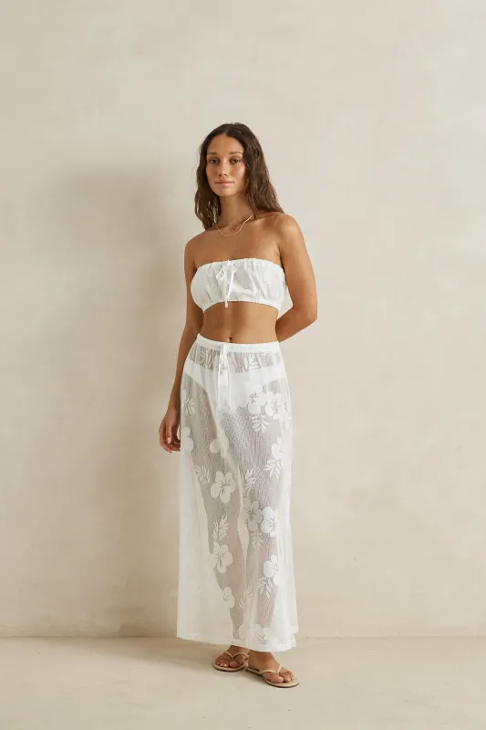 Paradise Maxi Skirt White sold by Rhythm.