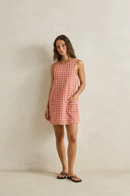 Hanalei Mini Dress Red Check sold by Rhythm.