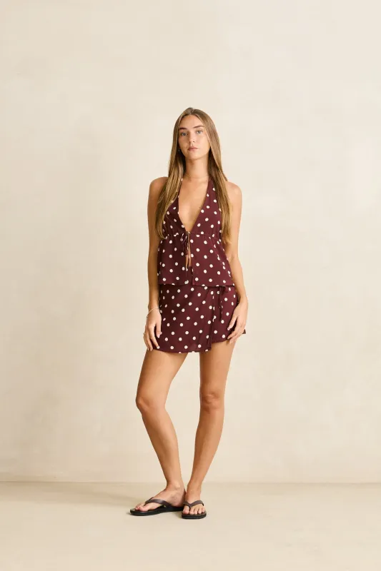 Polka Halter Top Cafe sold by Rhythm.