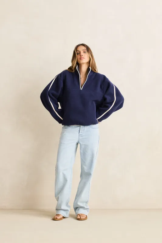 Camp Half Zip Sherpa Pullover Ocean sold by Rhythm.