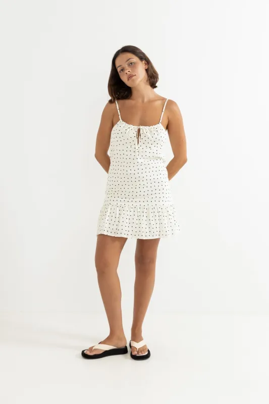 Polka Dot Mini Dress Cream sold by Rhythm.