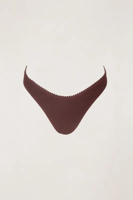 Essential Rib Scallop Hi Cut Pant Cafe sold by Rhythm.