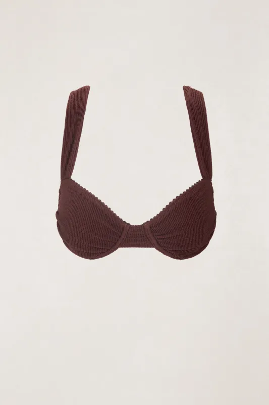 Essential Rib Scallop Soft Strap Balconette Top Cafe made by Rhythm.