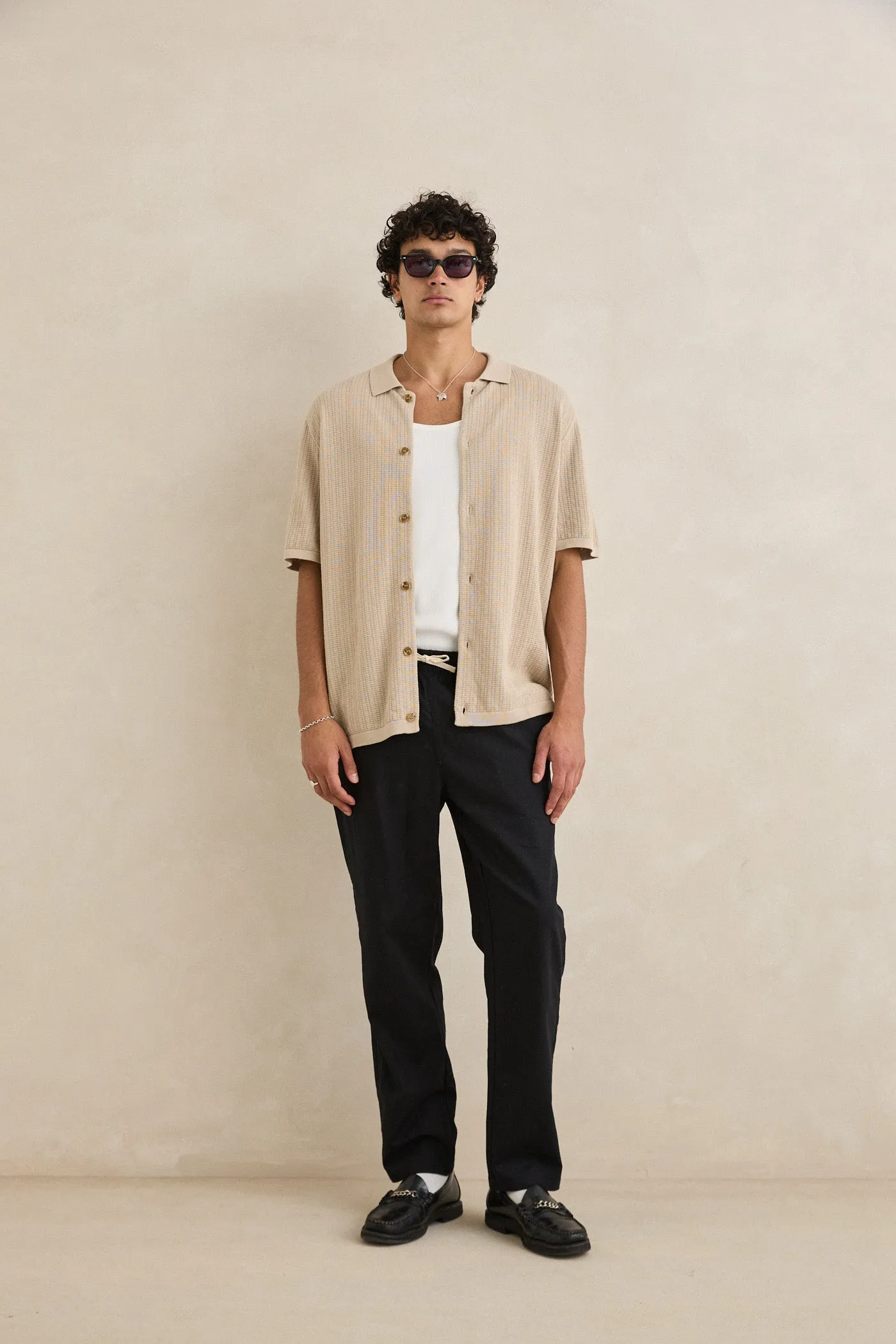 Textured Knit Ss Shirt Stone sold by Rhythm. product image thumbnail 2