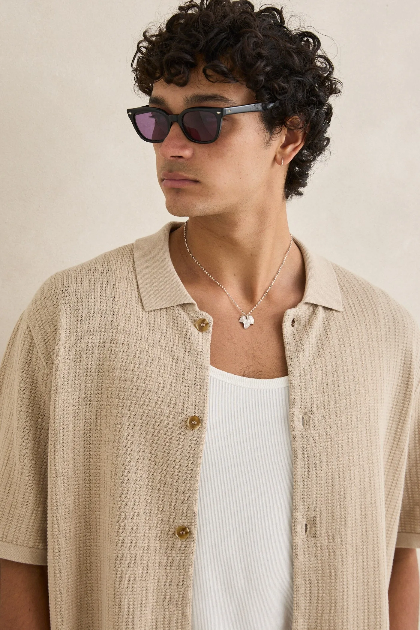 Textured Knit Ss Shirt Stone sold by Rhythm. product image thumbnail 3