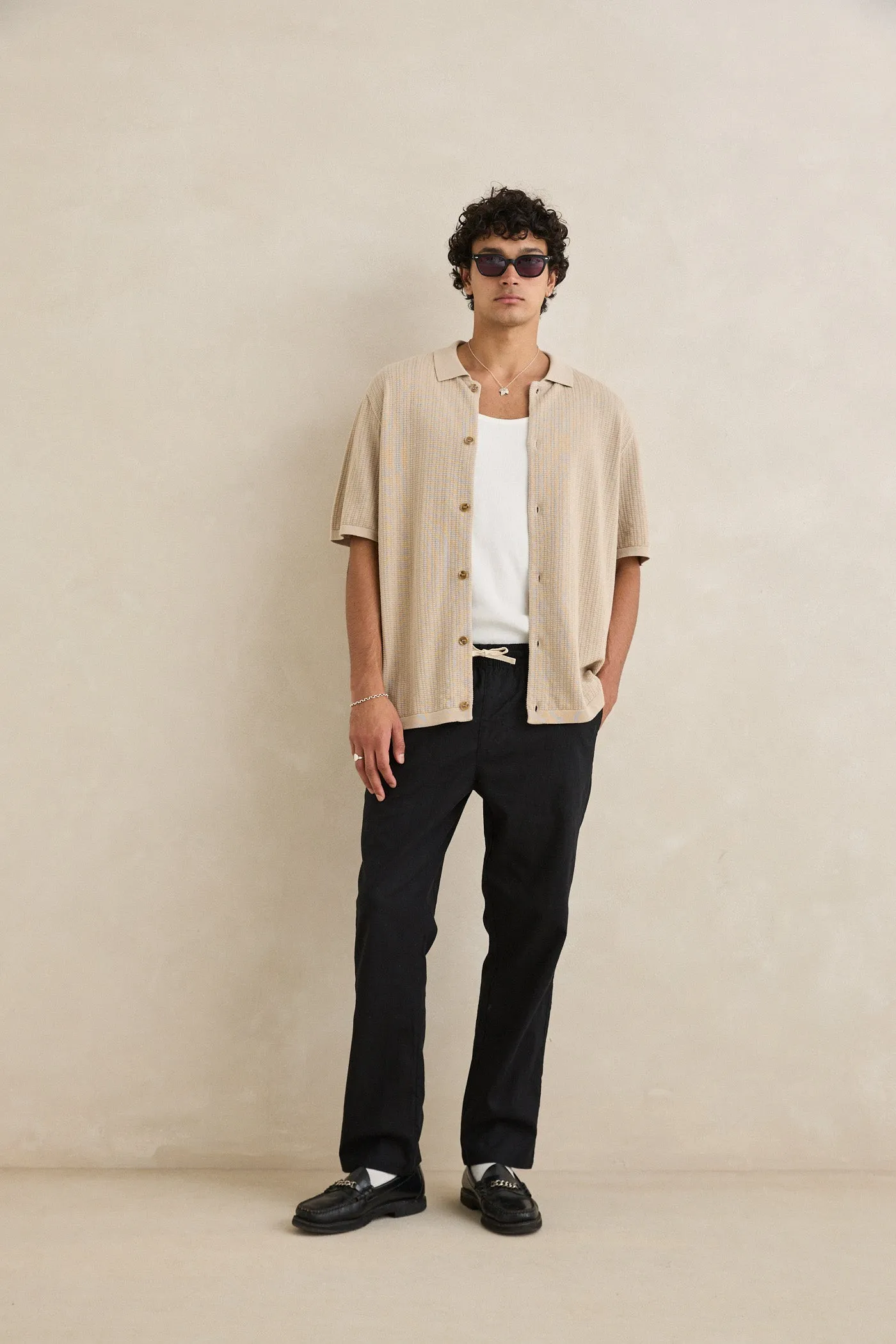 Textured Knit Ss Shirt Stone sold by Rhythm. product image thumbnail 4