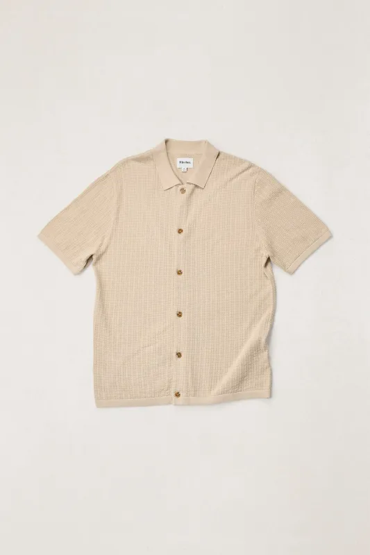 Textured Knit Ss Shirt Stone made by Rhythm.