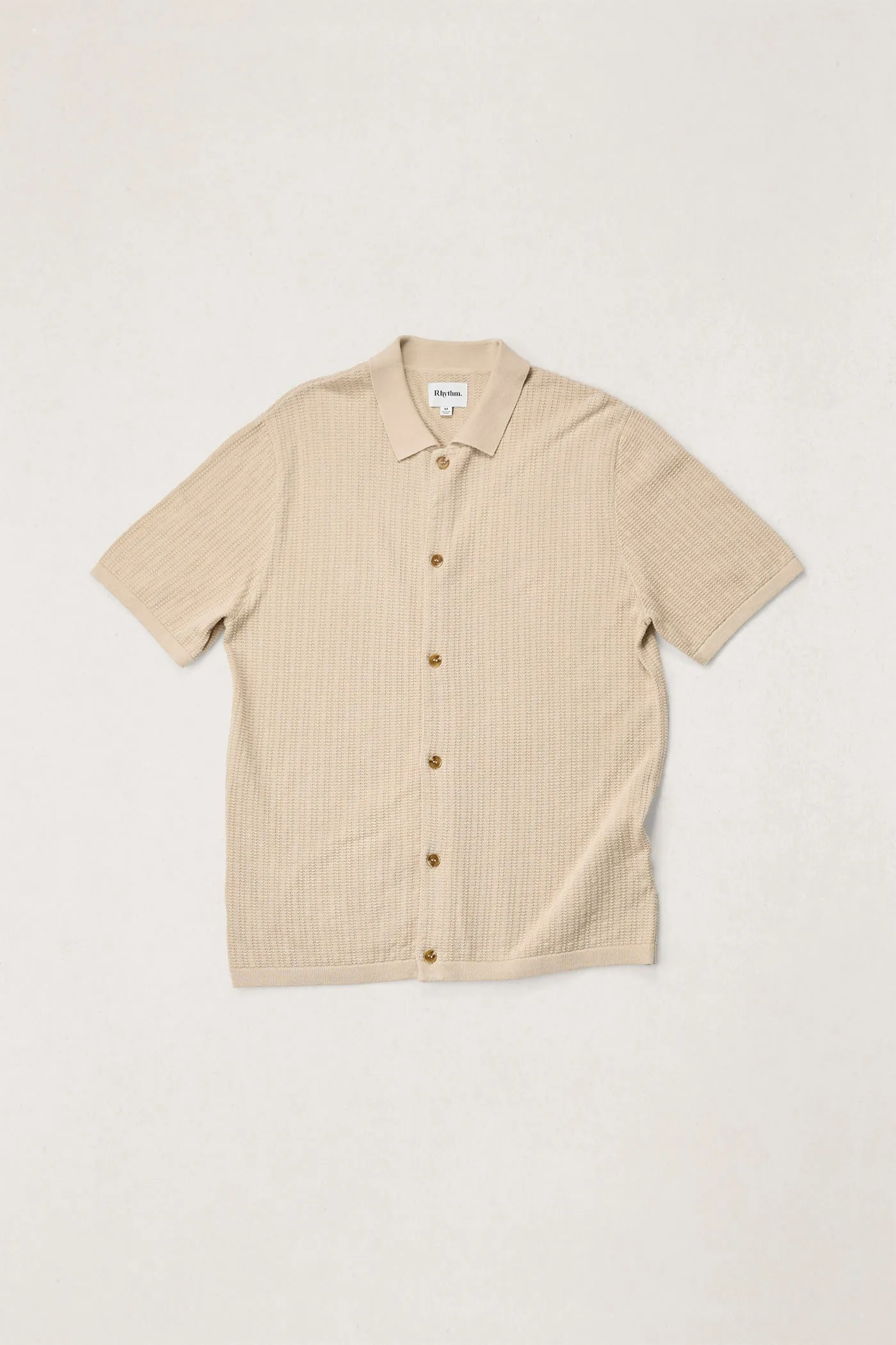 Textured Knit Ss Shirt Stone sold by Rhythm.