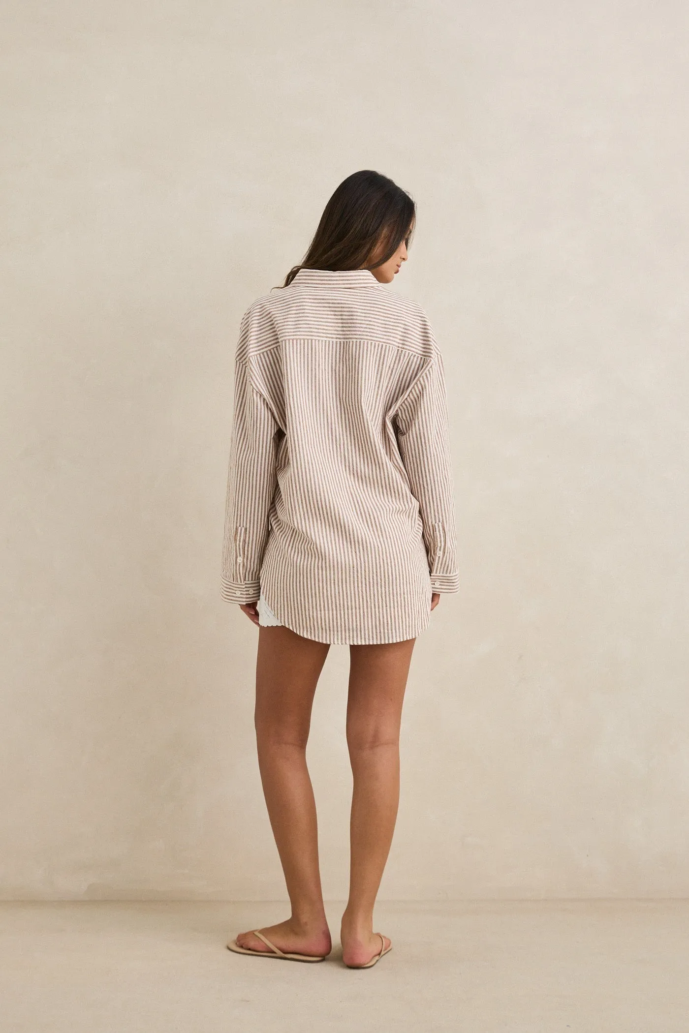 Valley Stripe Oversized Shirt Tan sold by Rhythm. product image thumbnail 4