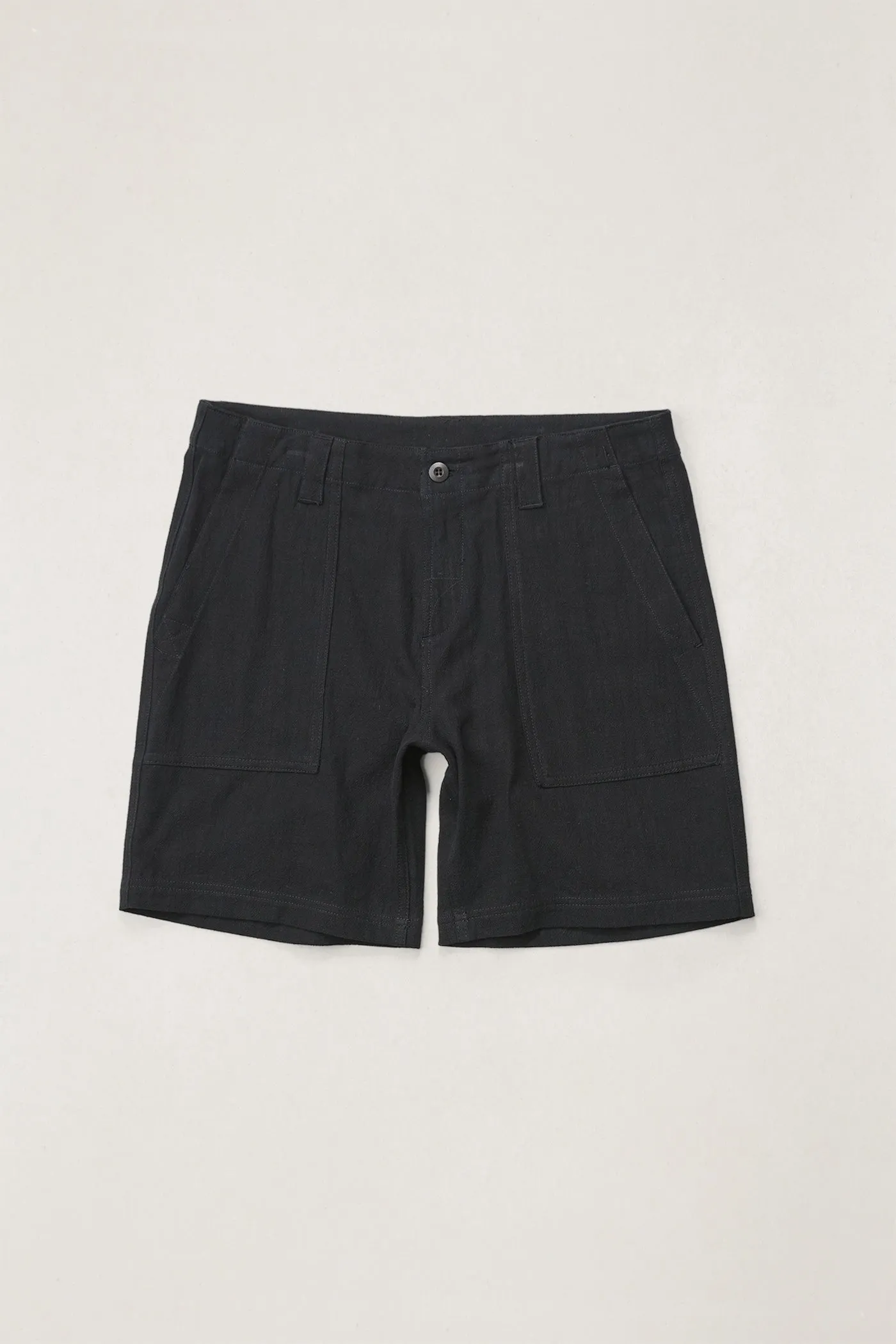 Worn Path Textured Linen Short Black sold by Rhythm.