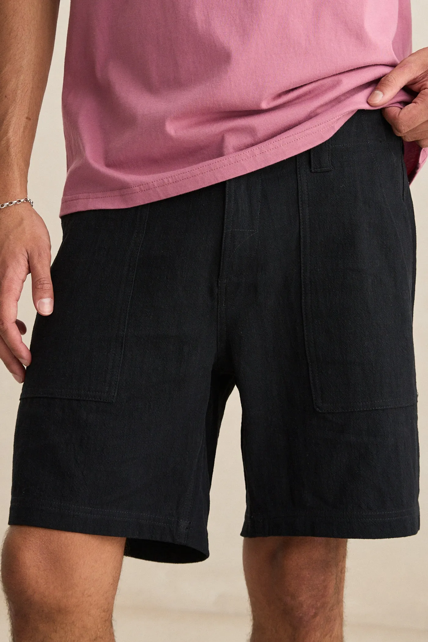 Worn Path Textured Linen Short Black sold by Rhythm. product image thumbnail 3