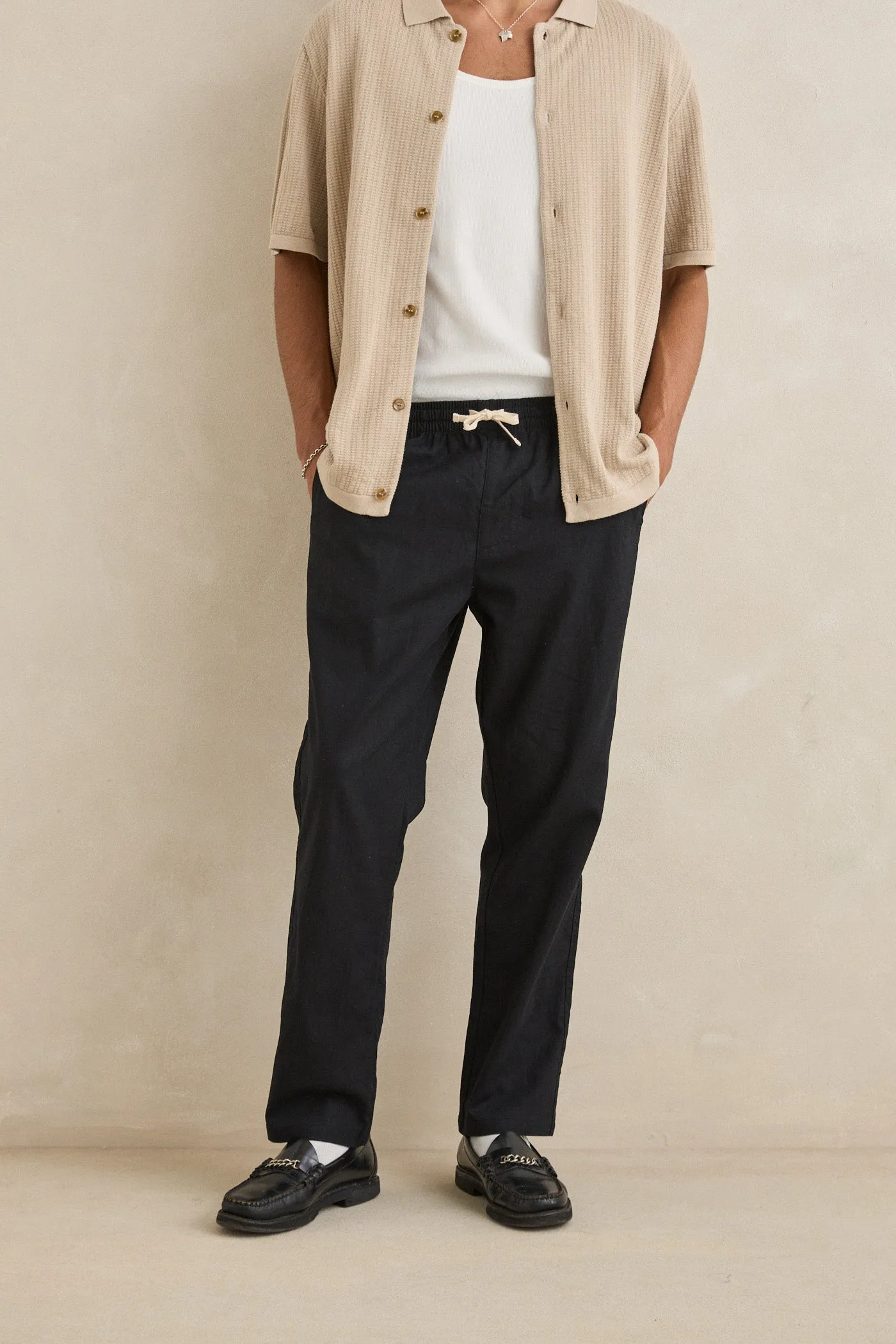 Linen Jam Pant Black sold by Rhythm. product image thumbnail 5