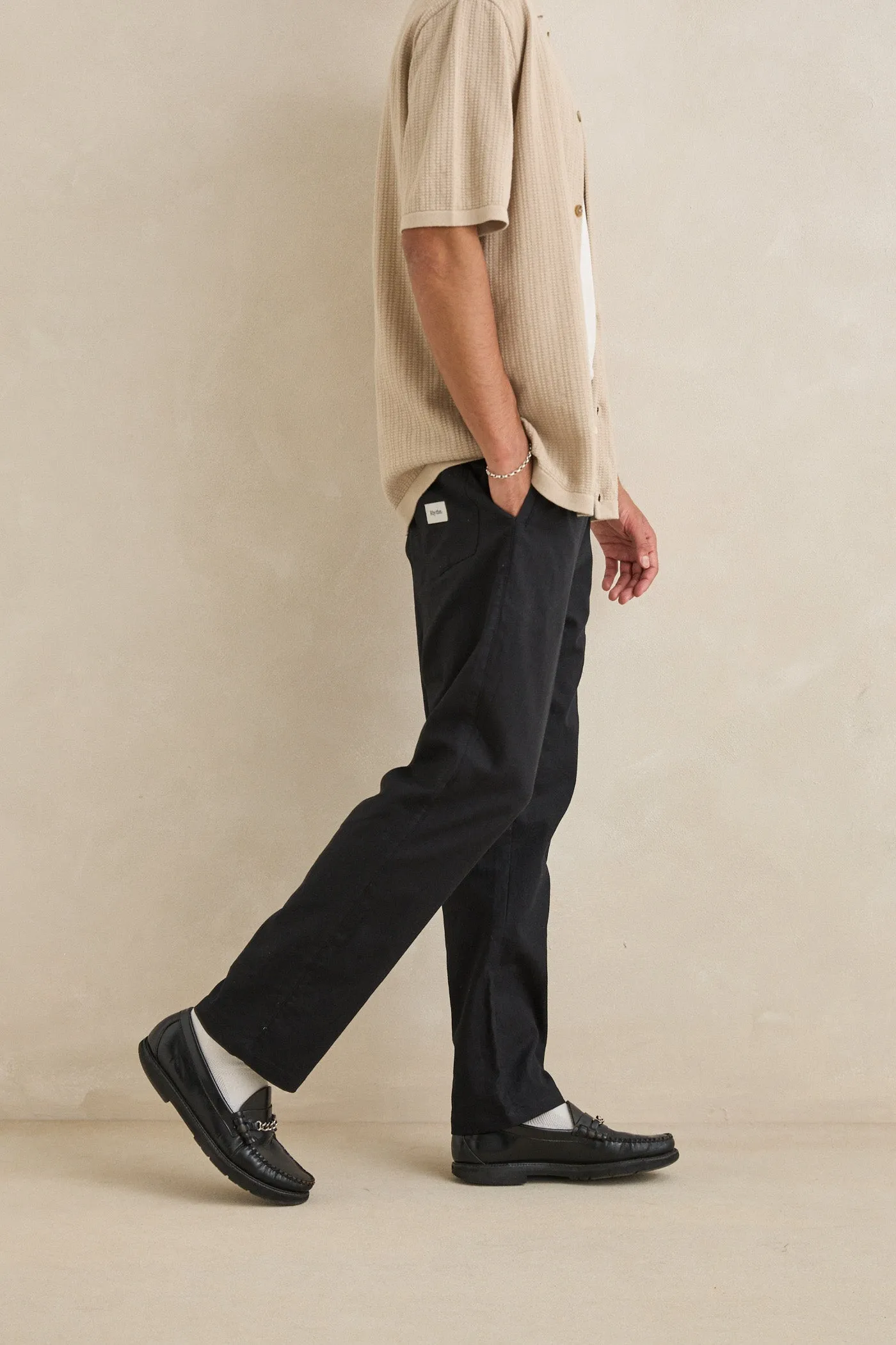 Linen Jam Pant Black sold by Rhythm. product image thumbnail 4