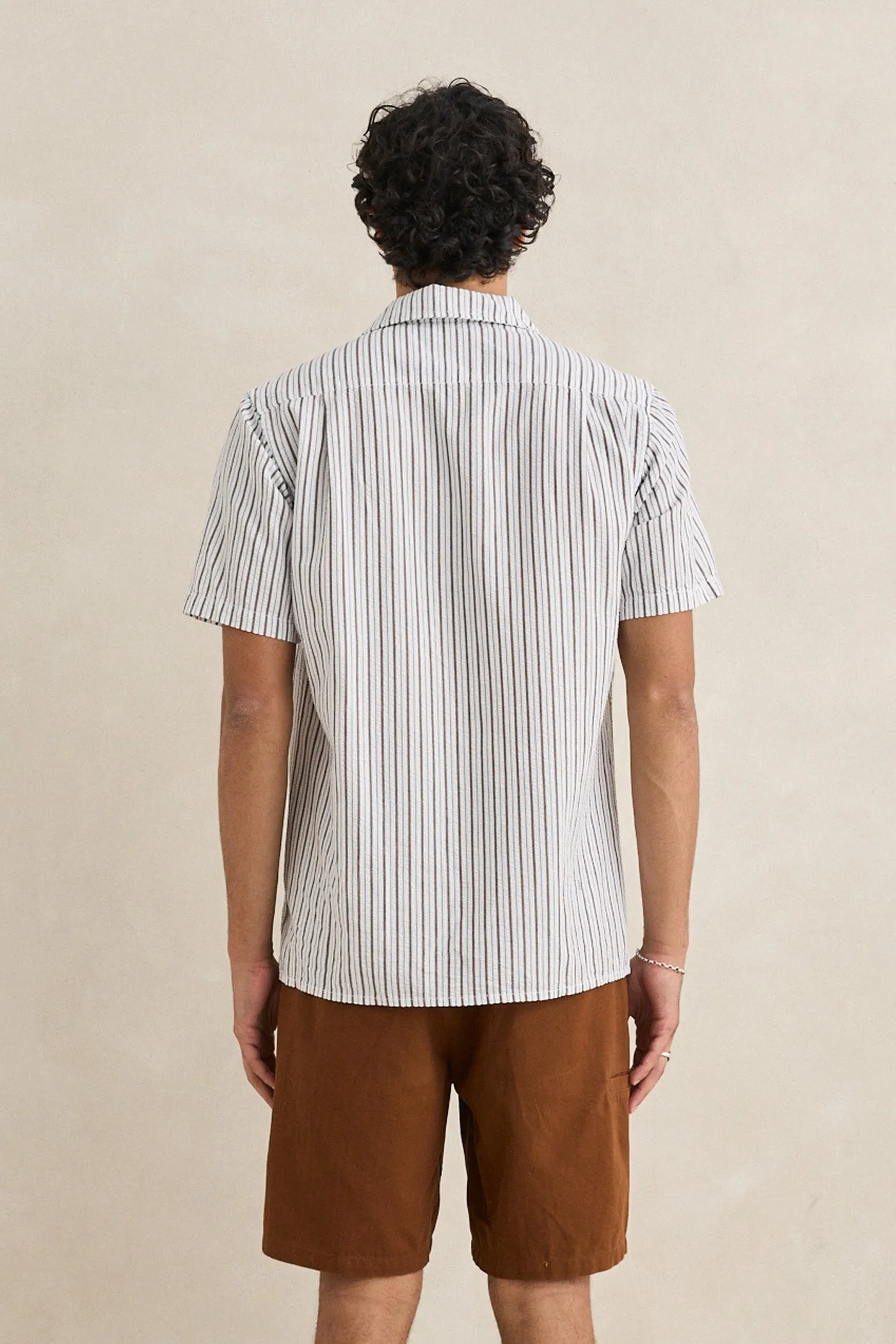 Seersucker Stripe Ss Shirt Cedar sold by Rhythm. product image thumbnail 4