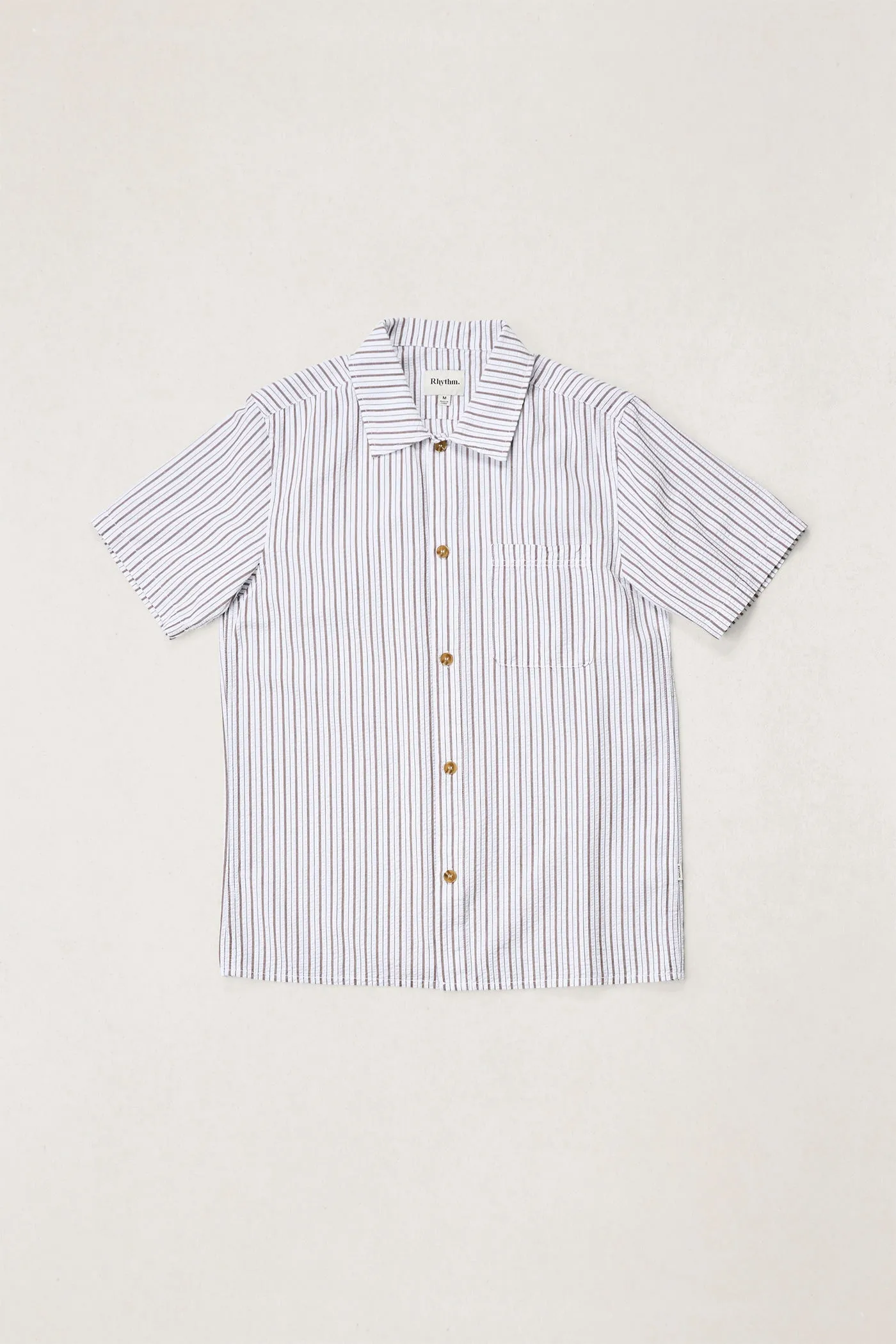 Seersucker Stripe Ss Shirt Cedar sold by Rhythm.
